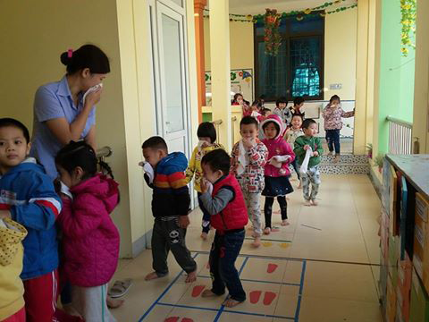 Diễn tập “ Bé thực hành thoát hiểm khi xảy ra hỏa hoạn”